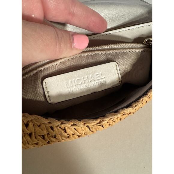 Michael Kors Naomi Straw Ivory Shoulder Bag Preowned Small - Picture 7 of 12